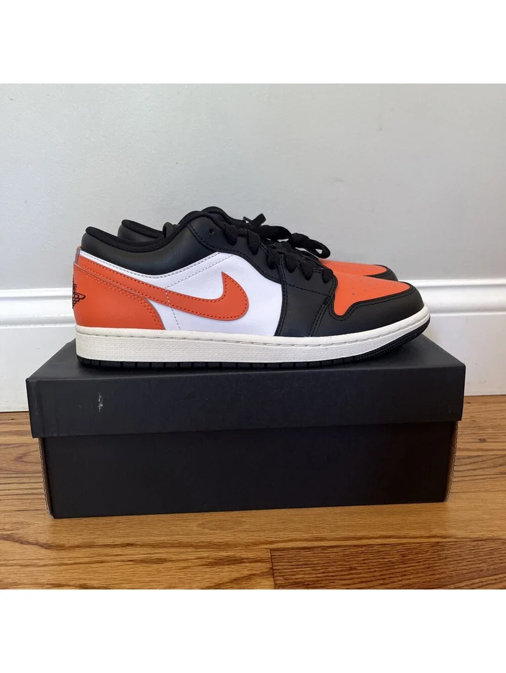 Nike Air Jordan 1 Low Shoes Black Starfish White 553558-081 Men's Sizes NEW 7.5